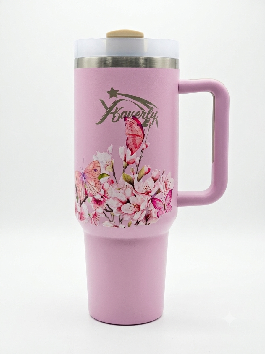 Light Pink Floral Tumbler