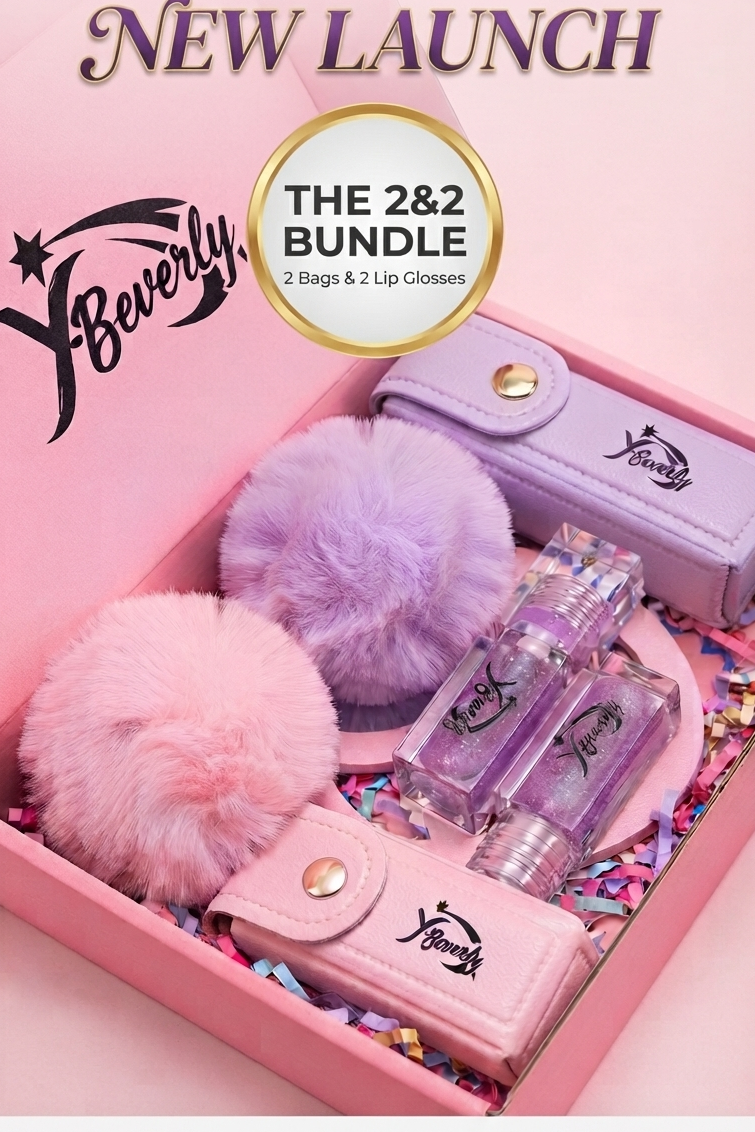 The 2&2 Bundle(2 lipgloss,2 bags pink&purple)